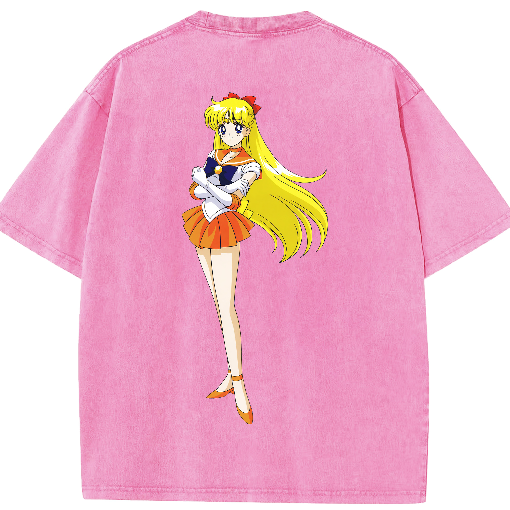 （画像用） 美少女戦士セーラームーン 愛野 美奈子 あいの みなこ Sailor Moon Aino Minako 綿100% ヴィンテージ風 半袖Tシャツ（背面プリント）